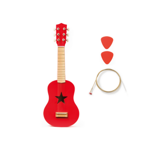 Guitare étoile en bois rouge avec corde de remplacement et 2 médiators de Tempobul