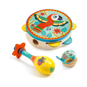 Set 3 instruments : tambourins, maracas et castagnettes de Djeco